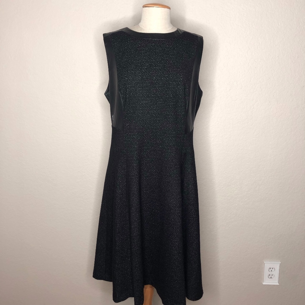 Black Leather A Line Skater Dress